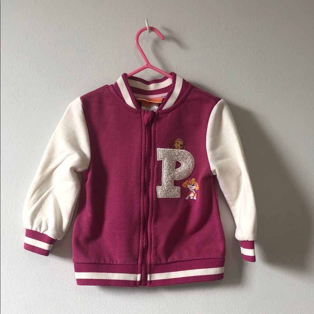 Paw Patrol Magenta and White Letterman Jacket for Kids